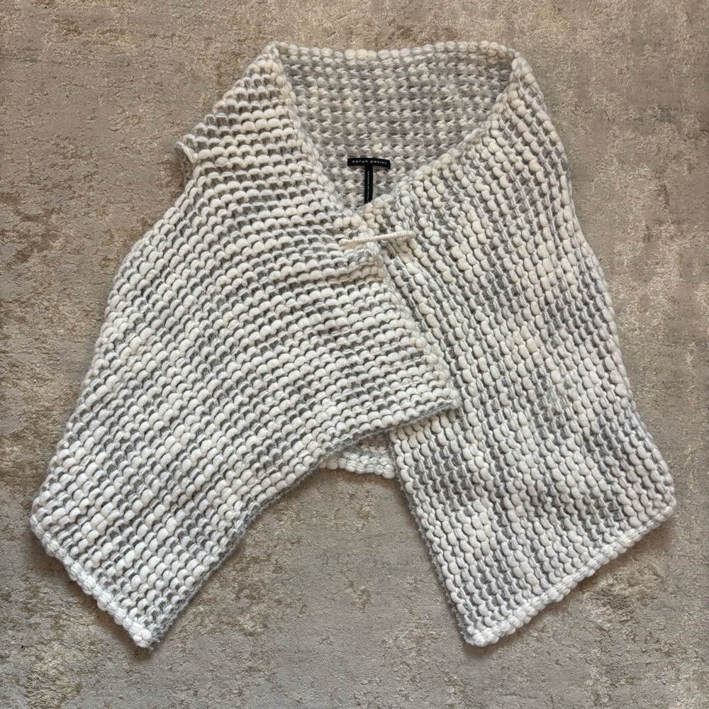 Sarah Pacini ‘Chine Cardigan’ Textured Knit Wool Blend Vest One Size - Picture 4 of 11
